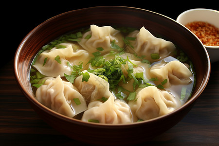 清汤馄饨饺子馅料高清图片