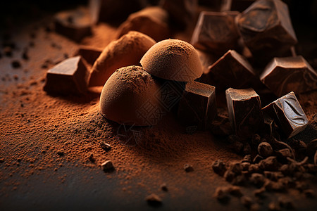 巧克力诱惑黑巧克力松露高清图片