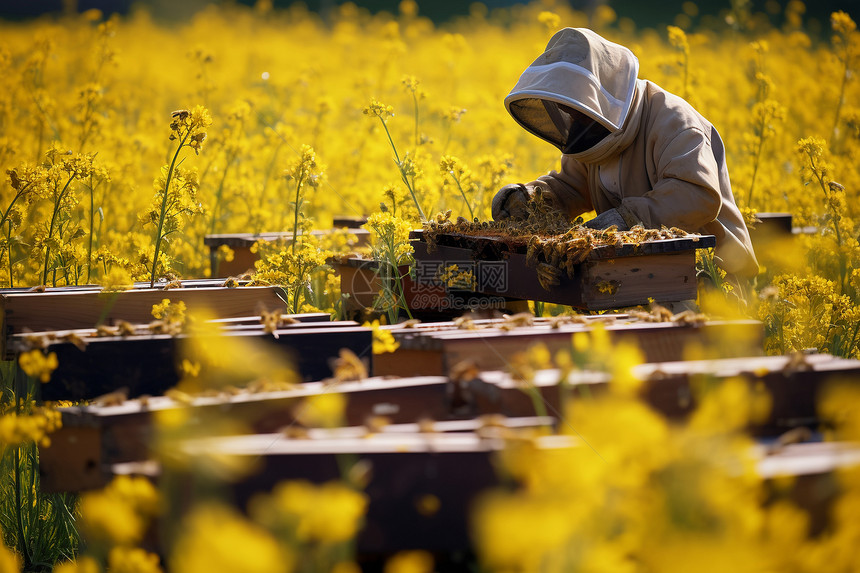 养殖的蜂箱蜂农图片
