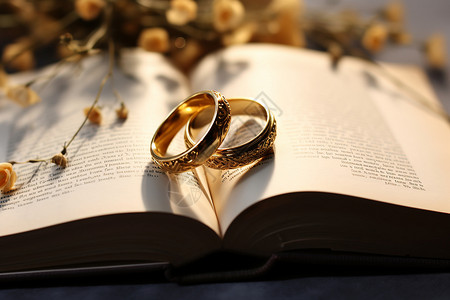 爱情日记字体金色的爱情戒指背景