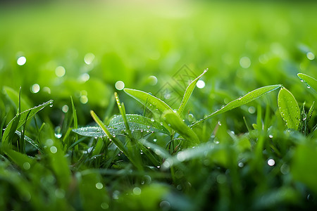 绿色小草上的露珠背景图片