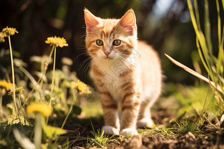 草地中的小猫咪图片