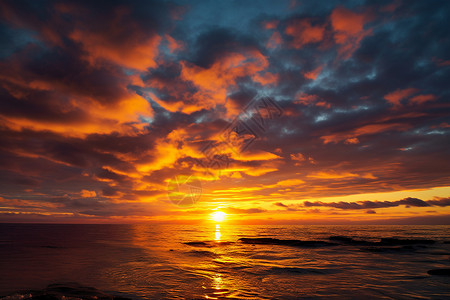 壮观的日落海洋风景图片