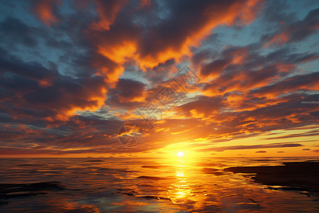 日落时的海洋美景图片