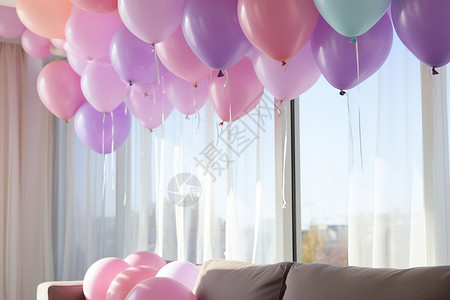 室内庆祝的气球背景图片