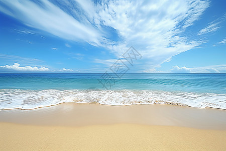 蓝天白云下的沙滩背景图片