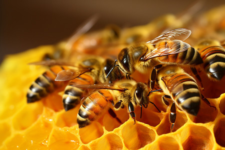 蜂巢上的蜜蜂图片