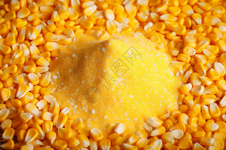 营养的玉米面和玉米谷物图片