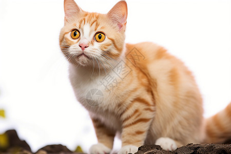拿着树叶的小猫橘色的宠物小猫背景