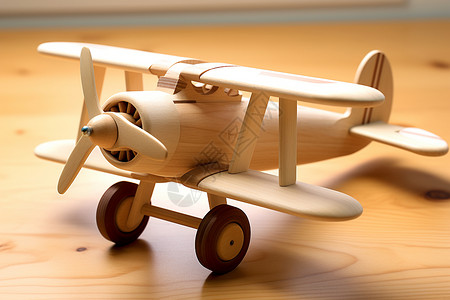 带有轮子的木制飞机高清图片