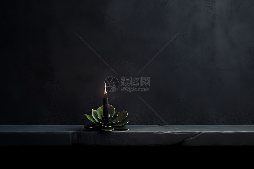 蜡烛与盆栽图片