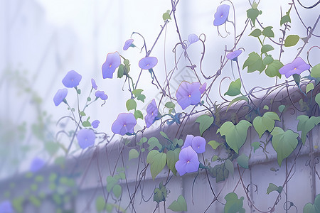 迷雾中梦幻紫花图片