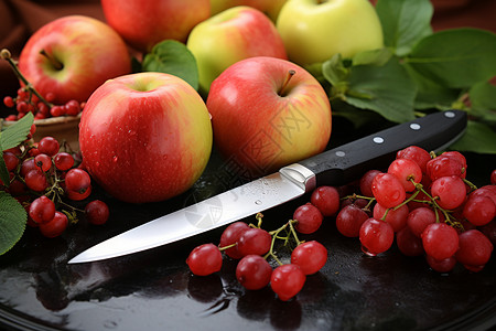 美八苹果素材果盘上的健康之美背景