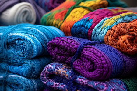 彩色毛毯手工毛线背景