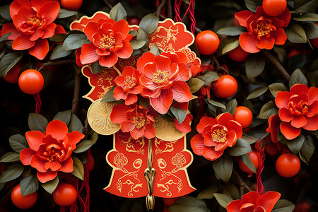 传统的红色花朵图片