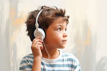 戴助听器戴着助听器的孩子背景