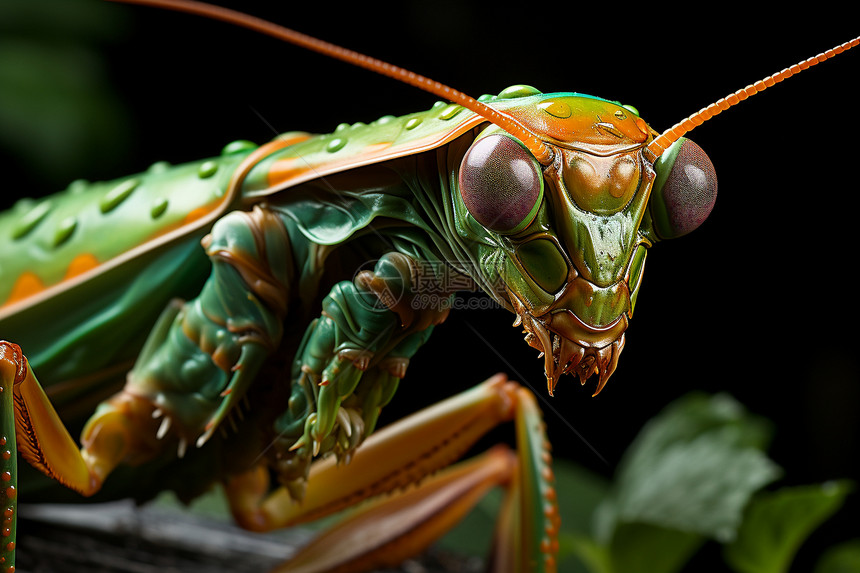 翠绿色的螳螂图片