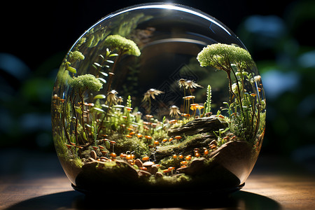 森林家园玻璃球中的蚂蚁家园背景