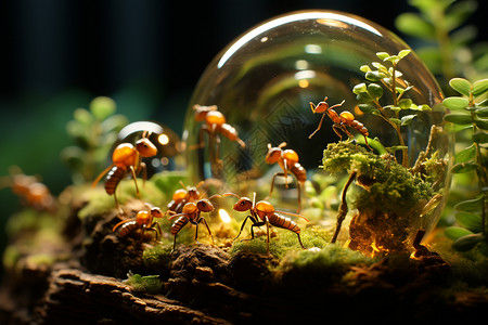 森林草地中的蚂蚁背景图片