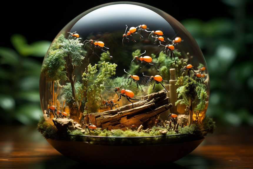 玻璃球中的生物图片