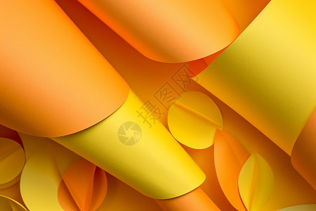 折叠丝带橙黄色调的纸背景
