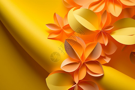 橙色剪纸祥云折纸艺术背景