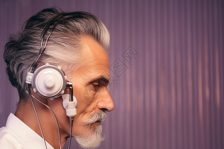 老人助听器失聪的老人背景