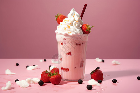粉红草莓奶昔图片