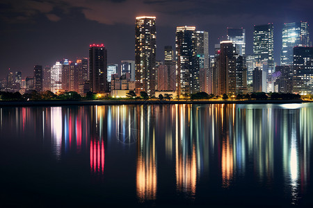 霓虹之光流动的城市图片