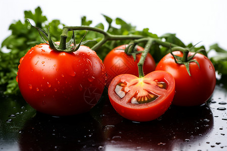 四个番茄新鲜采摘的番茄背景
