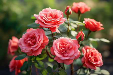 盛开的红色玫瑰背景图片