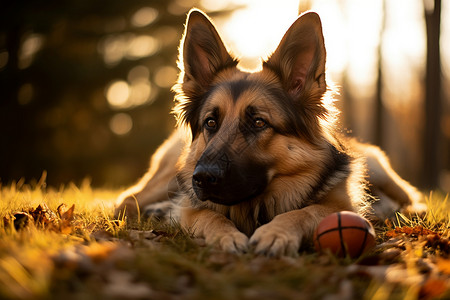 草地上的牧羊犬背景图片