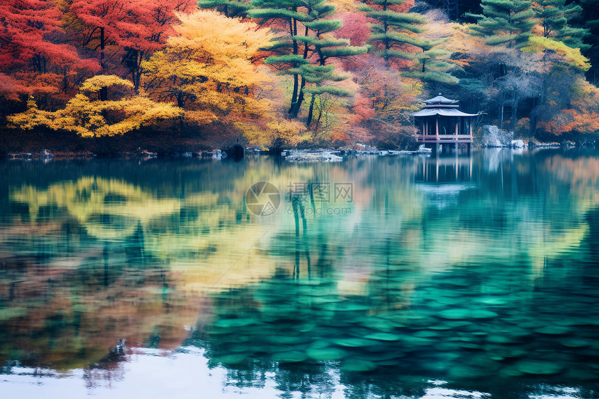 幽美的湖畔秋景图片