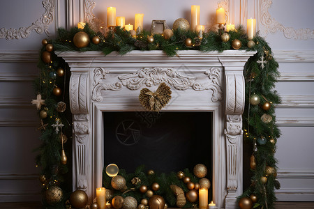 圣诞装饰的壁炉图片