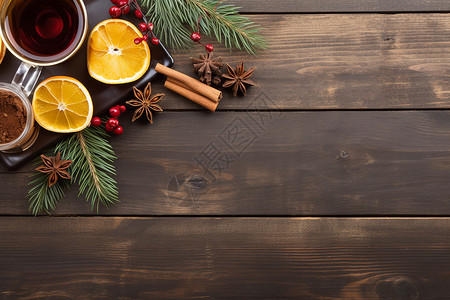柠檬红茶素材木板一杯热茶设计图片