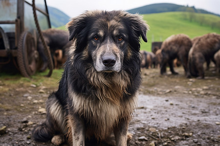 羊圈里的牧羊犬图片