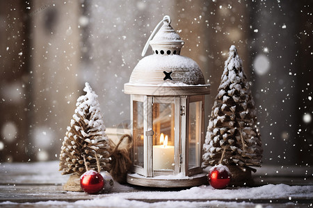 冬日的圣诞烛台背景图片