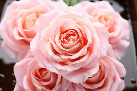 漂亮玫瑰花水珠滴落在玫瑰花上背景