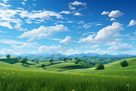 绿色田野的自然之美背景图片