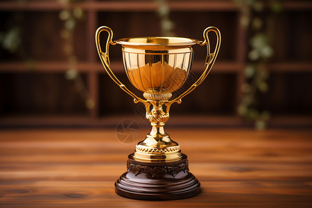 桌上的金色奖杯高清图片