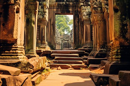 柬埔寨某座庙宇背景图片