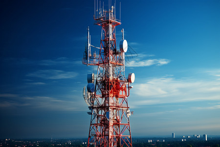 红色的信号塔广播通讯信号塔背景