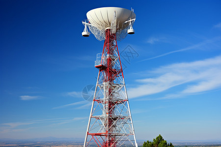 红色信号塔卫星天线塔背景