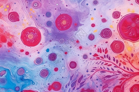 紫色颜料抽象的水彩画插画
