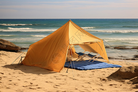 海边的帐篷背景图片