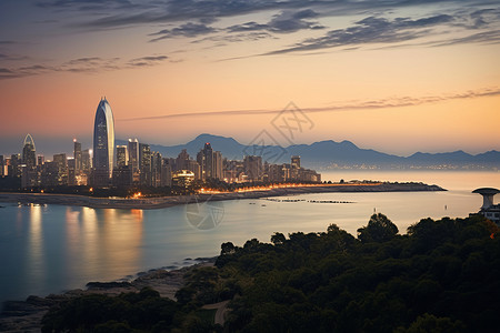 夜幕下岛城的绝美风景图片