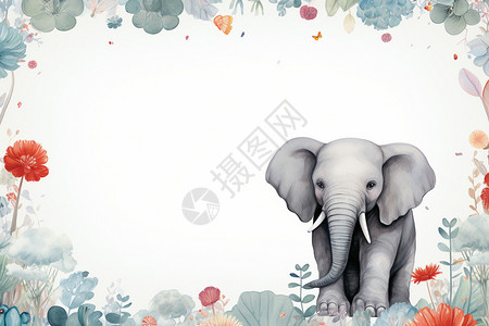 可爱大象边框高清图片