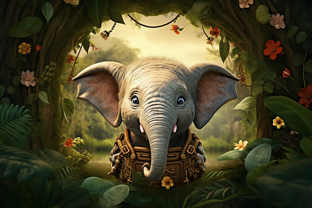 森林里的大象背景图片