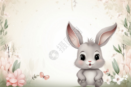 粉色兔子边框小兔子边框画插画