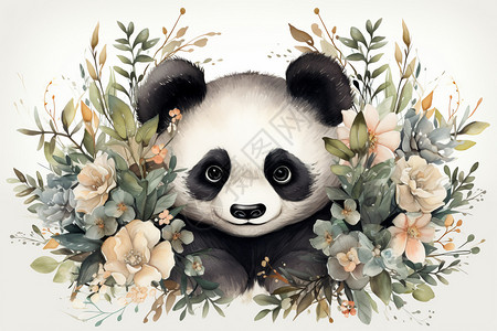 可爱熊猫边框可爱的熊猫插图插画